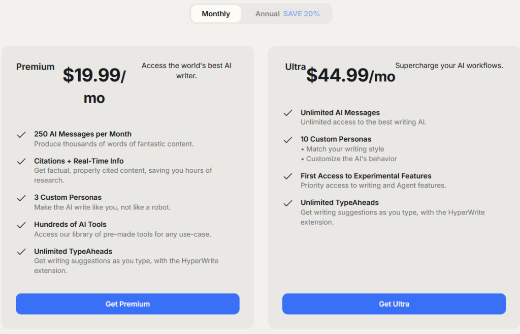 HyperWrite AI Pricing