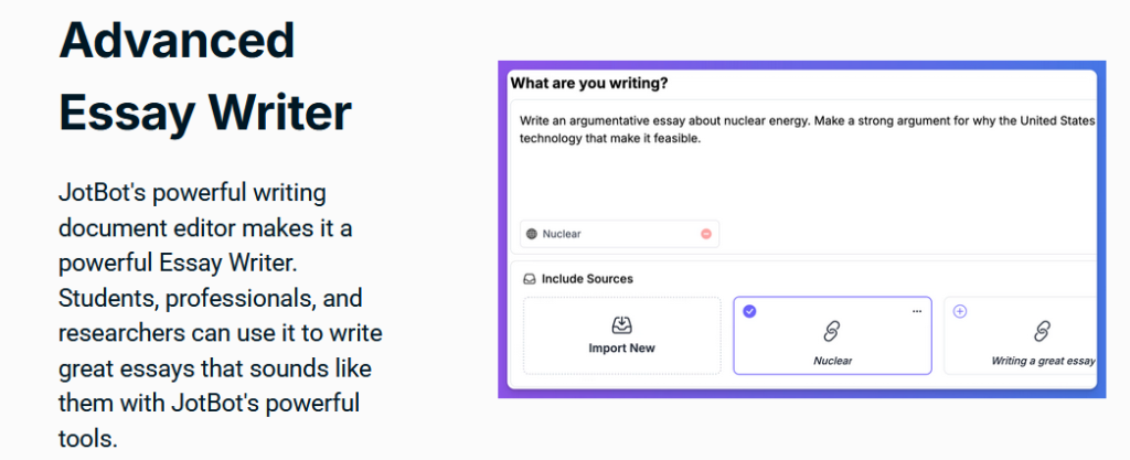 JotBot AI Essay Writer