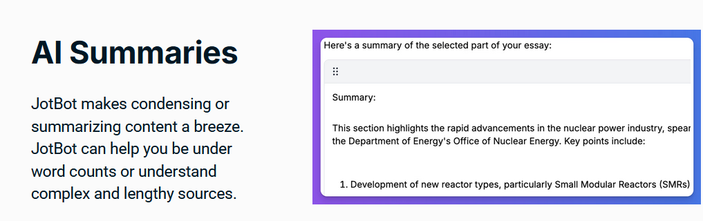 JotBot AI Summaries