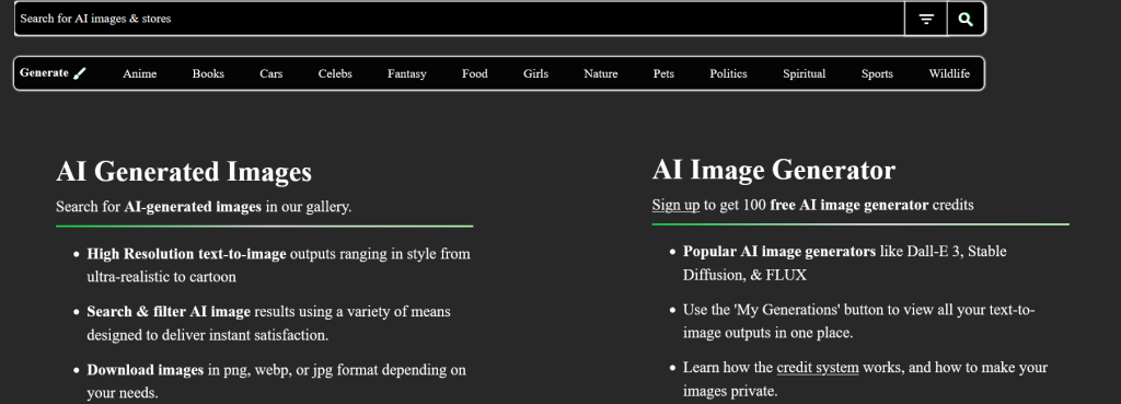 Every AI Image homepage