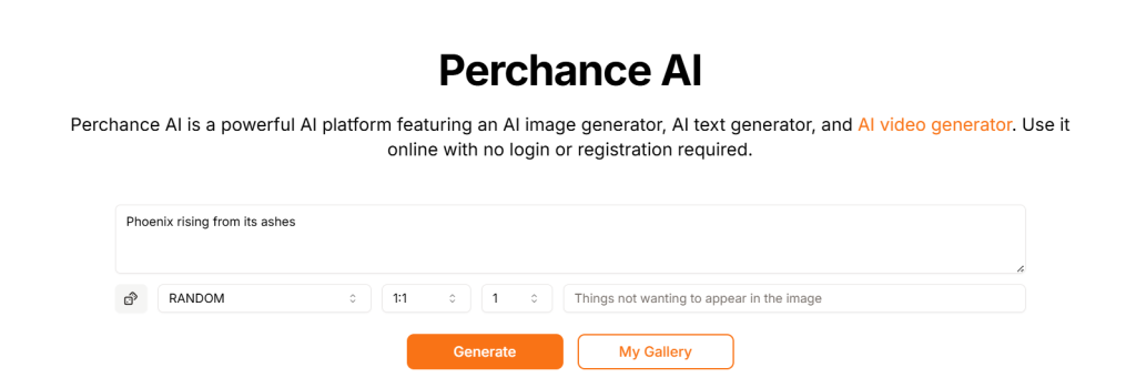 Perchance AI interface